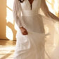 Pleated Long Sleeve Chiffon Bridal G by Gown by Cinderella Divine - CD242W