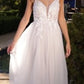 Floral Glitter Lace Bodice A-Line Gown by Cinderella Divine - CB072W