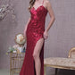 Sequin Embroidery Mermaid Slit Women Formal Dress by Elizabeth K - GL3146 - Special Occasion/Curves