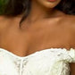 Off the Shoulder Floral Sheath Slit Bridal Gown by Cinderella Divine CD0186W
