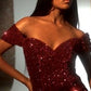 Off The Shoulder Sequin Gown By Ladivine CA109 - Women Evening Formal Gown - Special Occasion