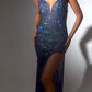 Fitted Sequins Slit Gown By Ladivine H097 - Women Evening Formal Gown - Special Occasion