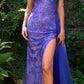 Embellished Print Fitted Slit Gown by Andrea & Leo Couture A1164 Penelope Gown - Special Occasion