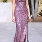 Iridescent Sequin Sheath Slit Gown By Ladivine CH117 - Women Evening Formal Gown - Special Occasion