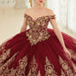 Off the Shoulder Floral Applique Layered Lace Quinceanera Gown By Ladivine 15705