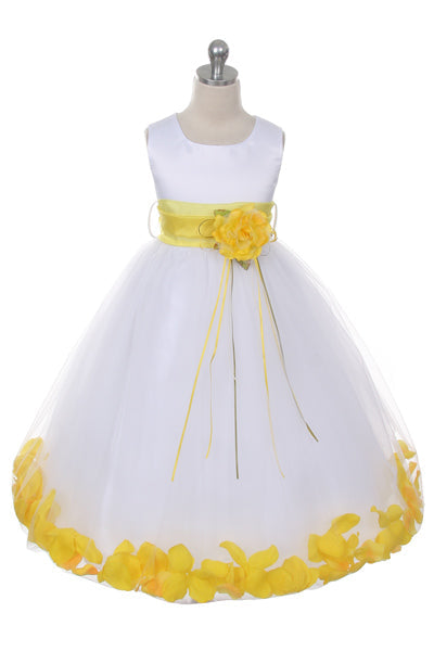 Flower Girl Dress- Satin Petal White Dress 2of 2