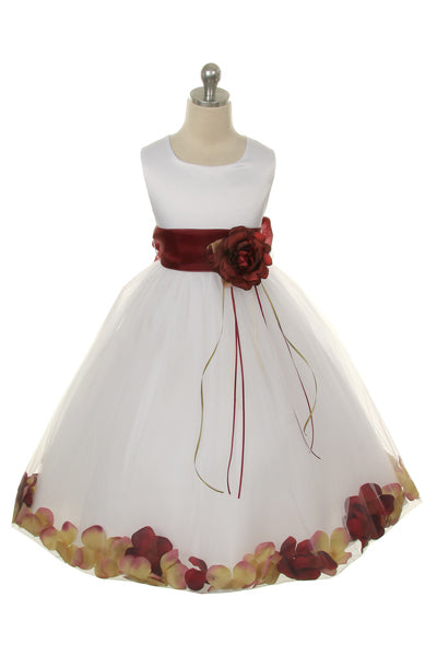 Vestido de niña de las flores - Vestido blanco de pétalos de satén 2 - AS160B Kids Dream - Ariststyles