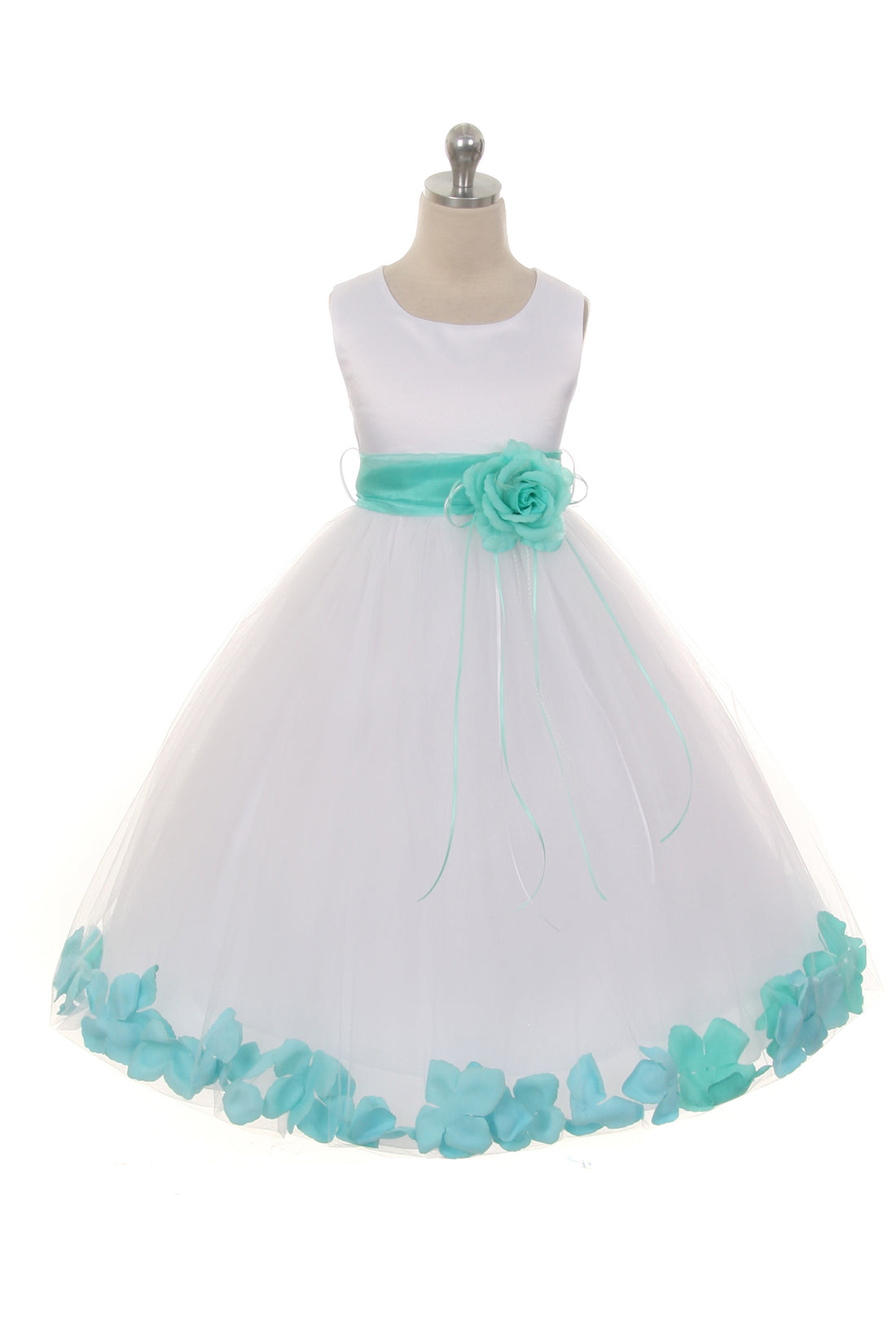 Satin Flower Petal White Flower Girl Dress 1of2 by AS160B Kids Dream - Girl Formal Dresses