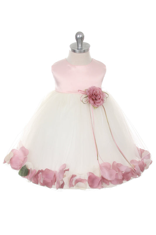 Baby Girl Dusty Rose Satin Flower Petal Party Dress- AS195B Kids Dream