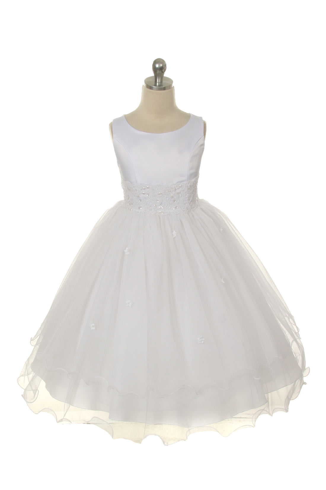 Girl Party Lace Trim Long Tulle Dress by AS198 Kids Dream - Girl Formal Dresses
