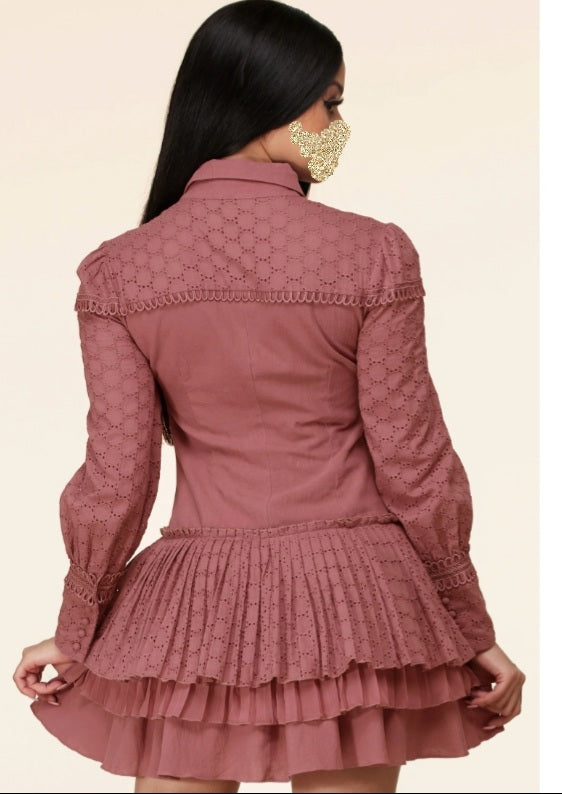 Pleated Ruffle Mini Dress - Sales