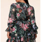 Long Sleeve Floral Print Mini Dress - Sales/Curves