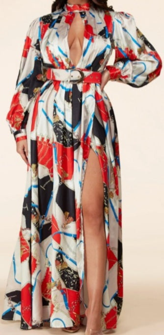 Printed Pleated Maxi Dress - Sales