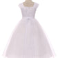 Girl Party Pleated Cap Sleeve Long Dress by AS222 Kids Dream - Girl Formal Dresses
