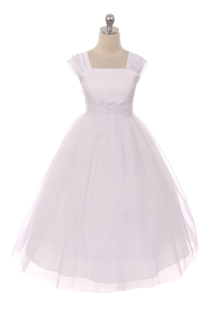 Girl Party Pleated Cap Sleeve Long Dress by AS222 Kids Dream - Girl Formal Dresses