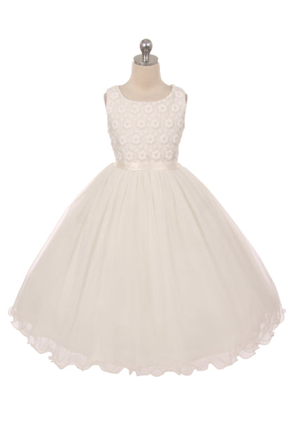 Flower Embroidered Tulle Flower Girl Dress by AS368 Kids Dream - Girl Formal Dresses