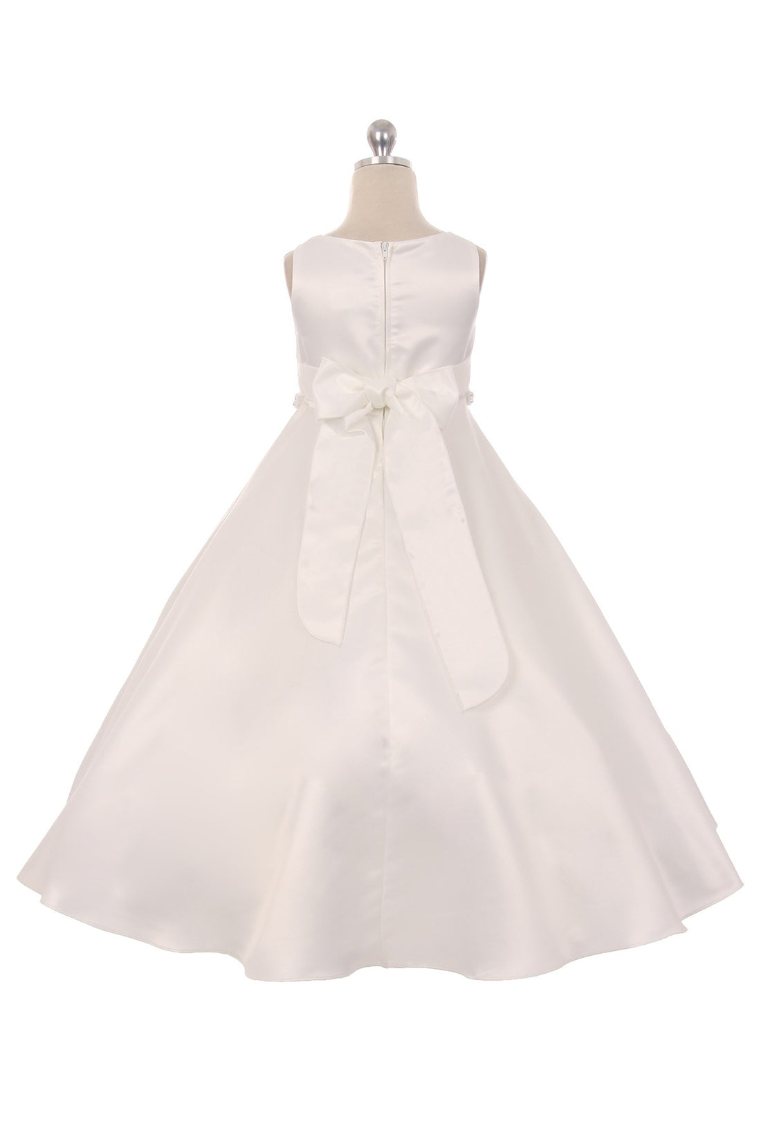 Flower Girl Party Long Satin Pearl Trim Communion Dress by AS386 Kids Dream - Girl Formal Dresses