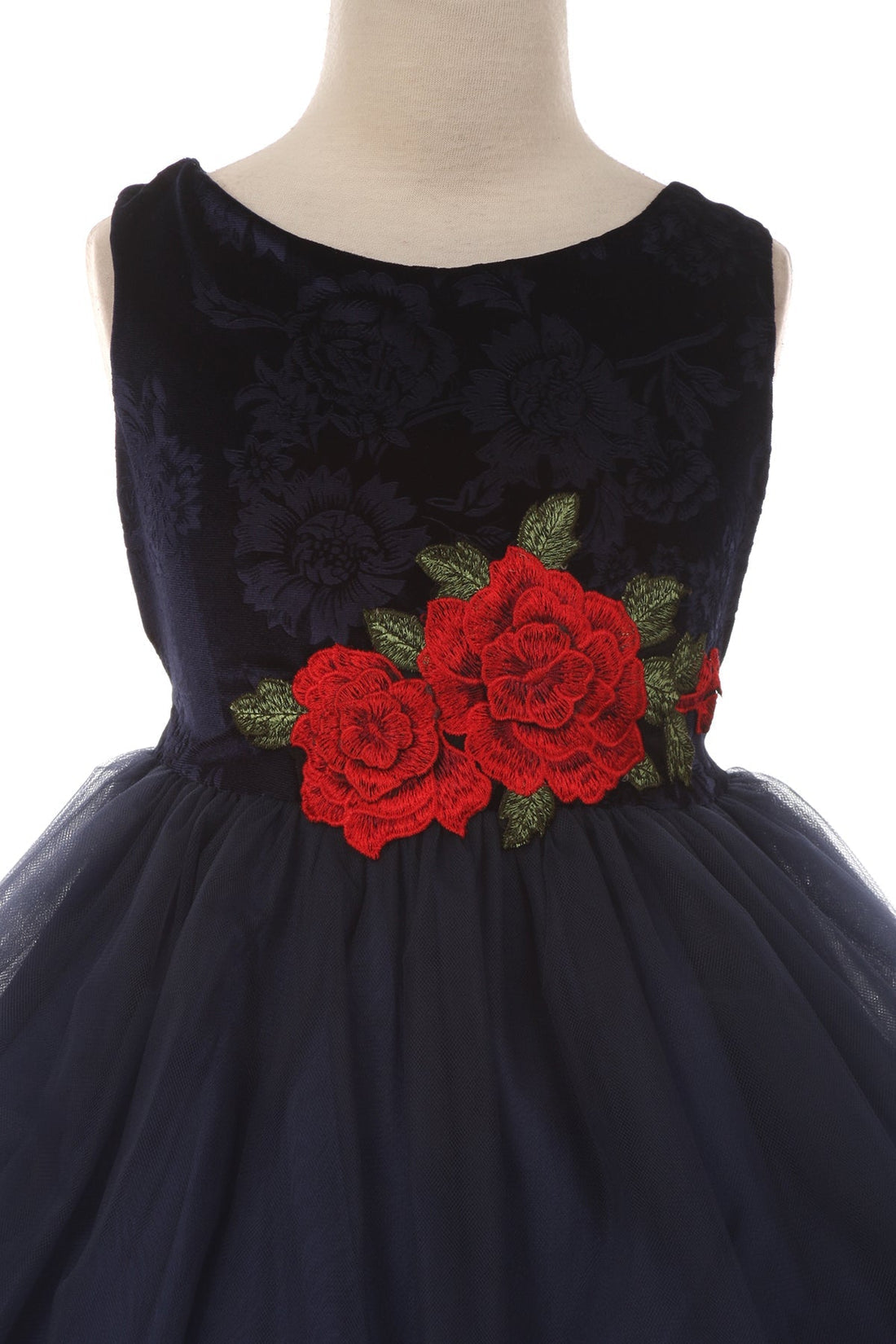 Velvet Rose Patch Girl Party Dress by AS396+ Kids Dream