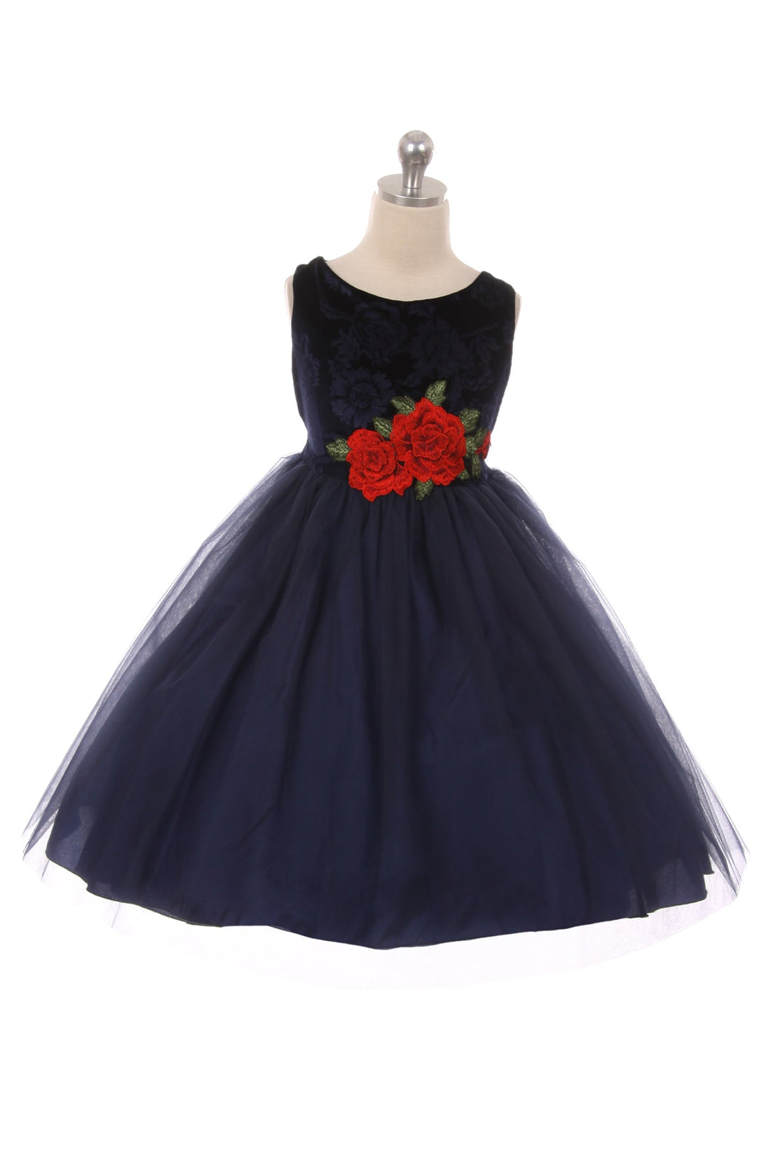 Velvet Rose Patch Girl Party Dress by AS396 Kids Dream