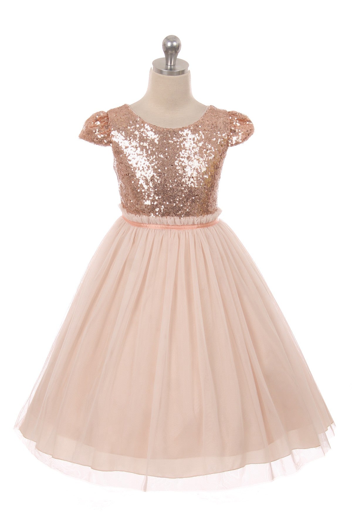 Girl Party Sequin Mesh Pleated Dress by AS410 Kids Dream - Girl Formal Dresses