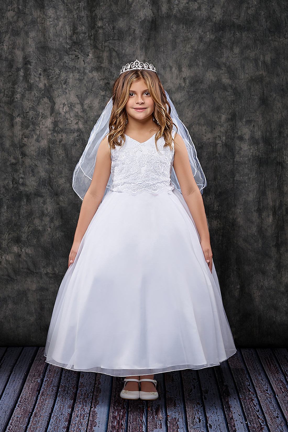 Lace Applique Bodice Full Flower Girl Dress by AS418 Kids Dream - Girl Formal Dresses