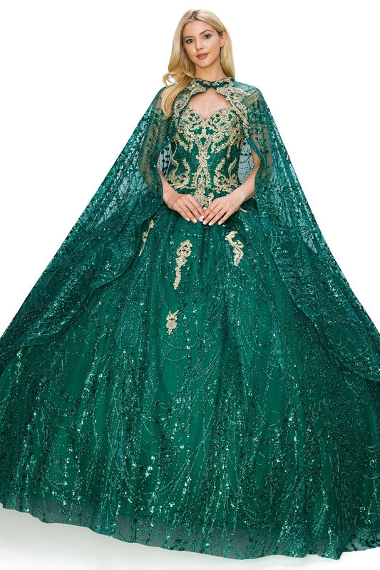 Off the Shoulder Floral Tulle Lace Quinceanera Dress by Cinderella Couture USA AS4201HG
