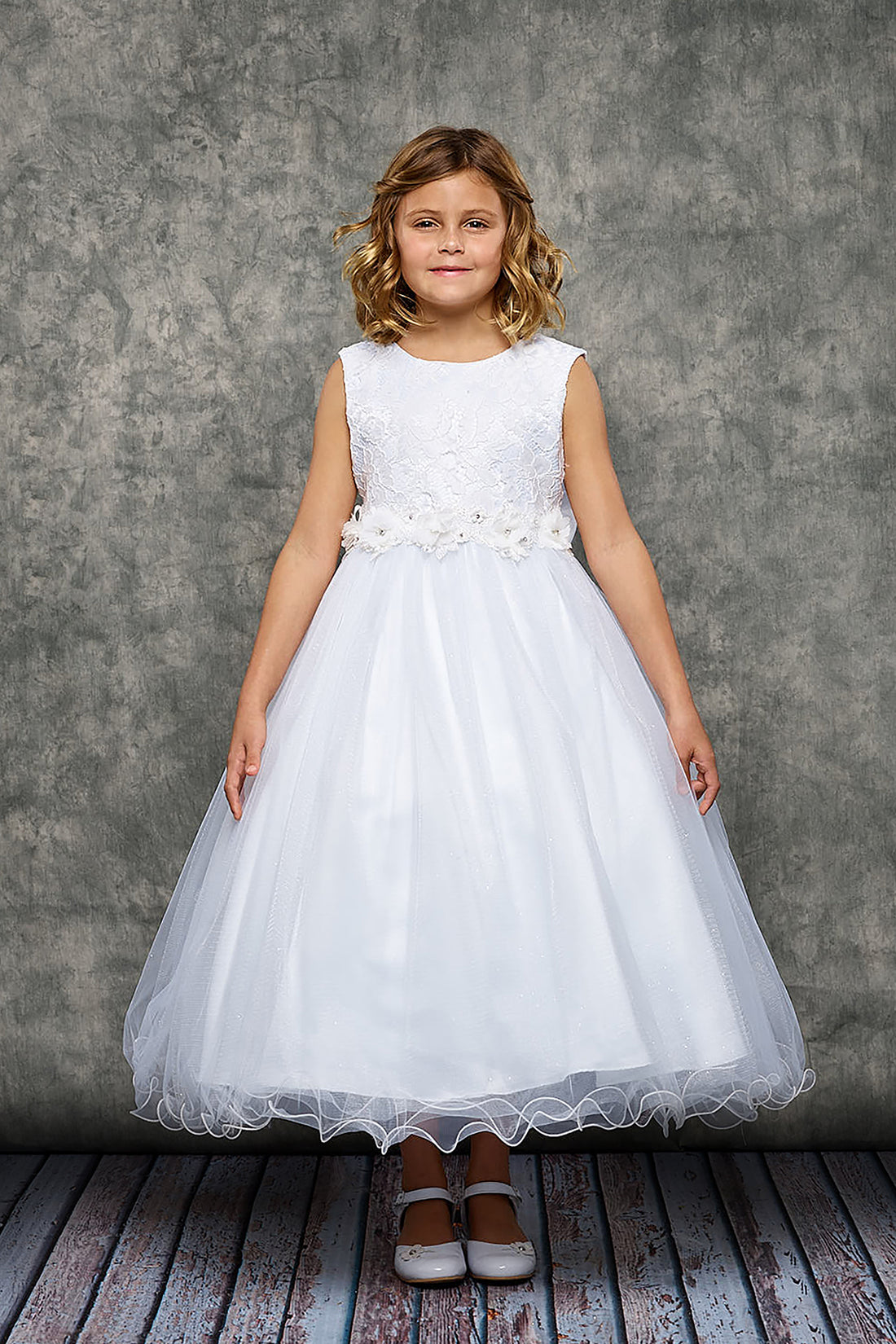 Lace Glitter Tulle Girls Dress 12 / Ivory Lace Glitter Tulle Girls Dress 12 / Ivory