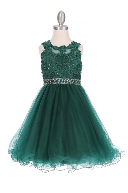 Rhinestone Pearl Beaded Lace Tulle Girl Party Dress by Cinderella Couture USA AS5013