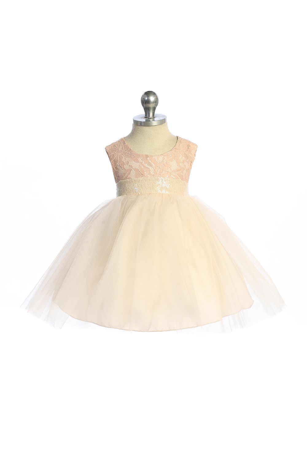 Baby Girl Lace Tulle Sequin Back V Party Dress- AS522B Kids Dream