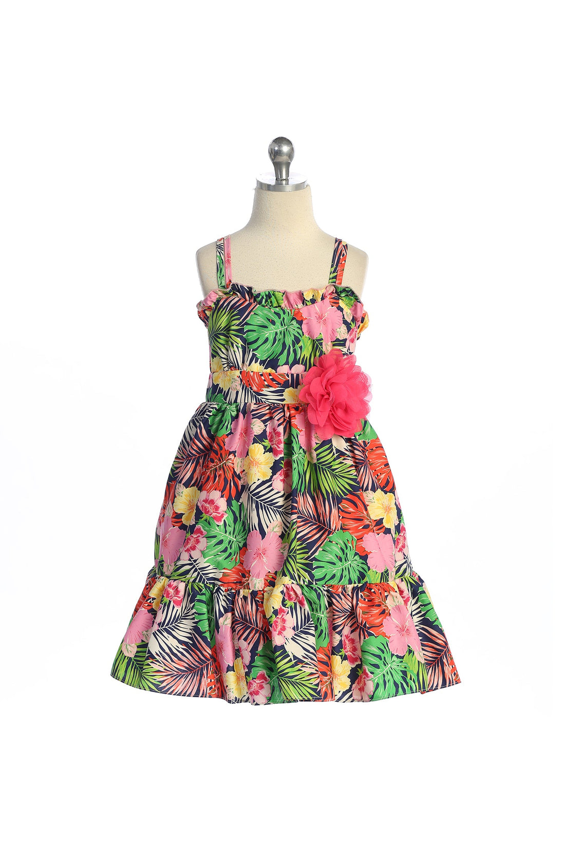 Girl Party Ruffle Tropical Cotton Dress by AS536C Kids Dream - Girl Formal Dresses