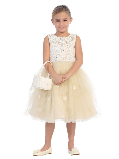 Girl Party Dress with Lace Bodice & Tulle Skirt by TIPTOP KIDS - AS5654