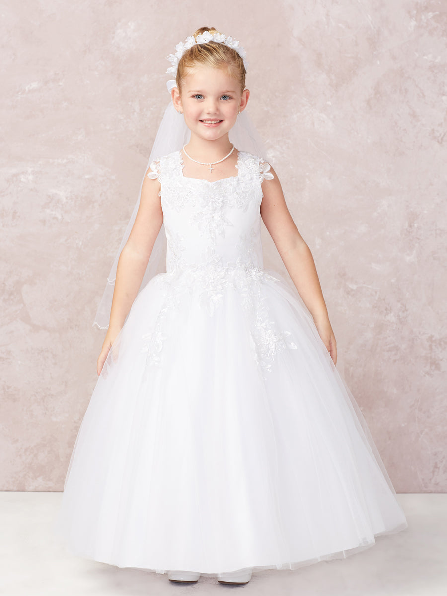 Flower Girl Satin Lace Applique Bodice Dress by TIPTOP KIDS - AS5751P