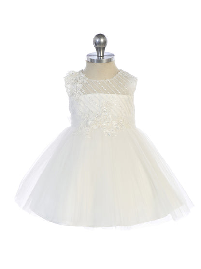 Baby Dress with Embroidery Illusion Neckline by TIPTOP KIDS - AS5753S