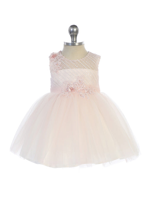 Baby Dress with Embroidery Illusion Neckline by TIPTOP KIDS - AS5753S