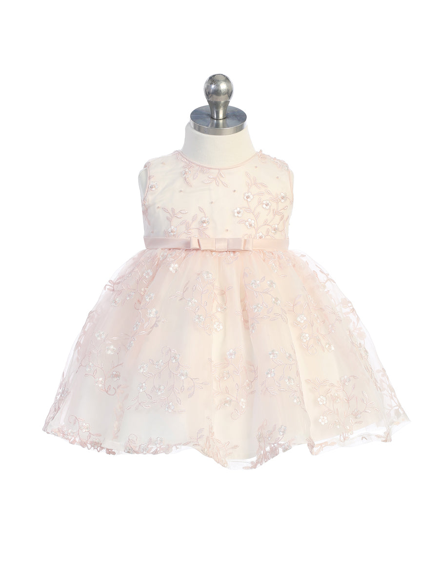 Baby Dress with Floral Embroidered Organza by TIPTOP KIDS - AS5783S