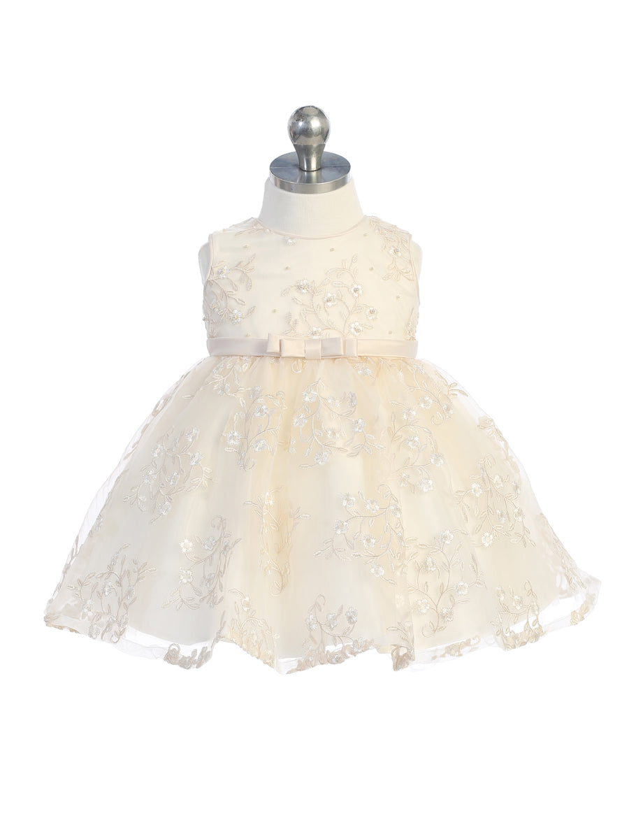 Baby Dress with Floral Embroidered Organza by TIPTOP KIDS - AS5783S