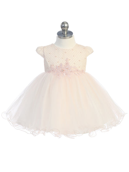 Baby Dress with Lace Applique Cap Sleeves by TIPTOP KIDS - AS5784S