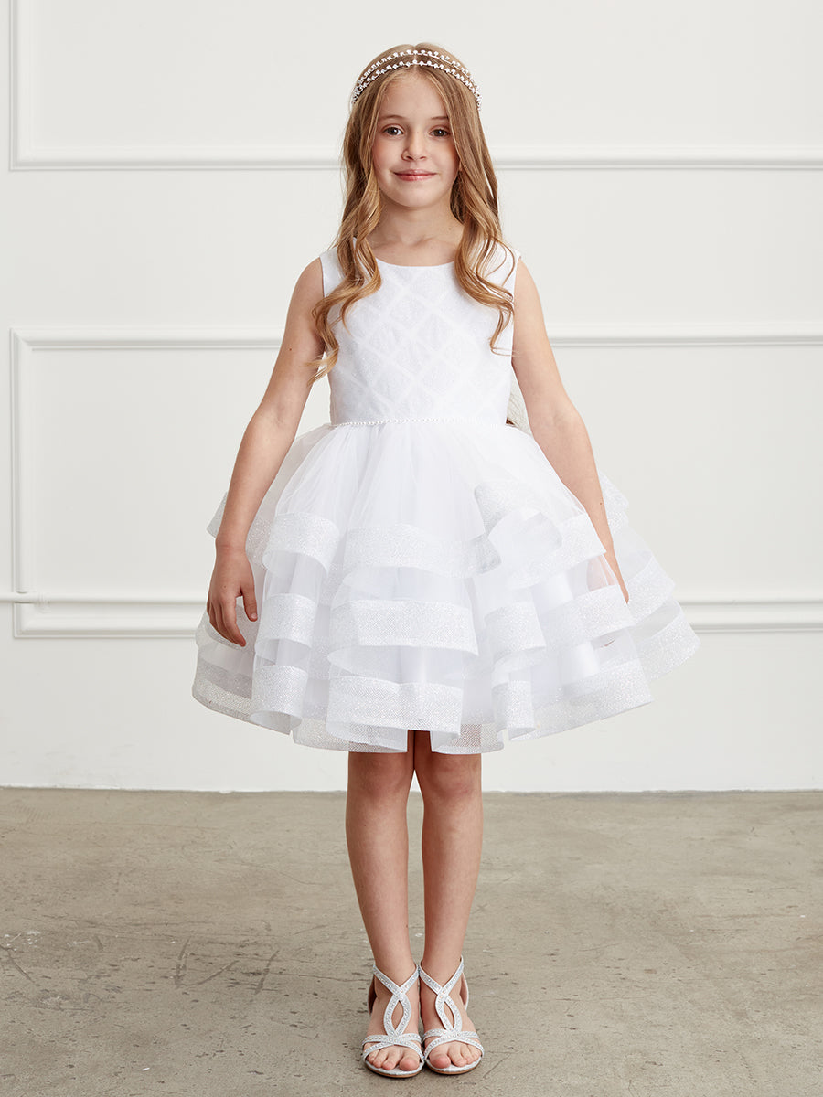 Girl Dress with Glitter Bodice and Ruffles by TIPTOP KIDS - AS5829