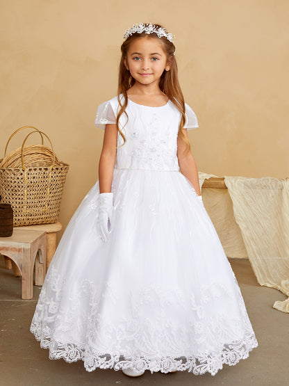 Flower Girl Dress with Floral Embroidery and Rhinestone by TIPTOP KIDS - AS5841