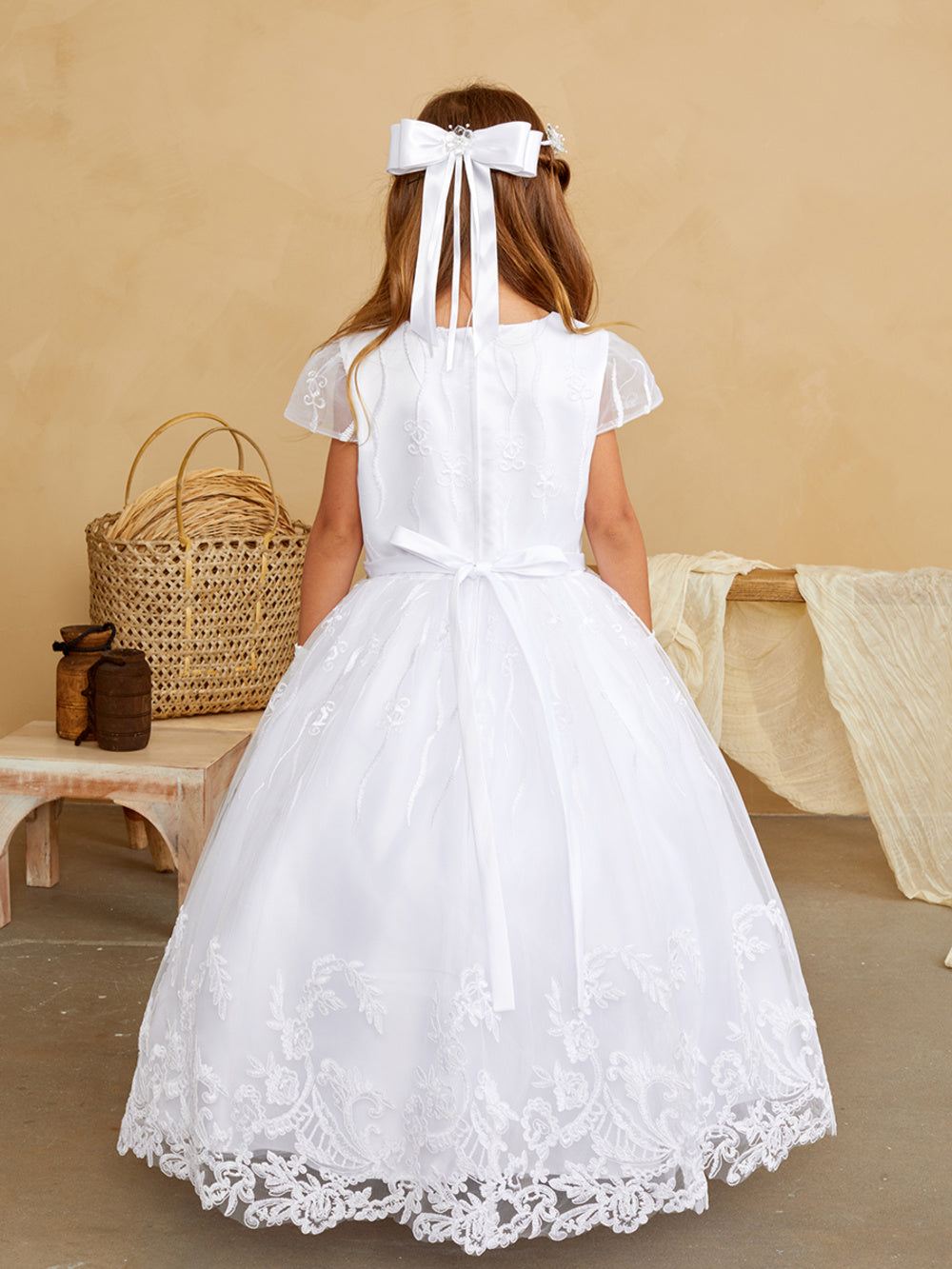 Flower Girl Dress with Floral Embroidery and Rhinestone by TIPTOP KIDS - AS5841