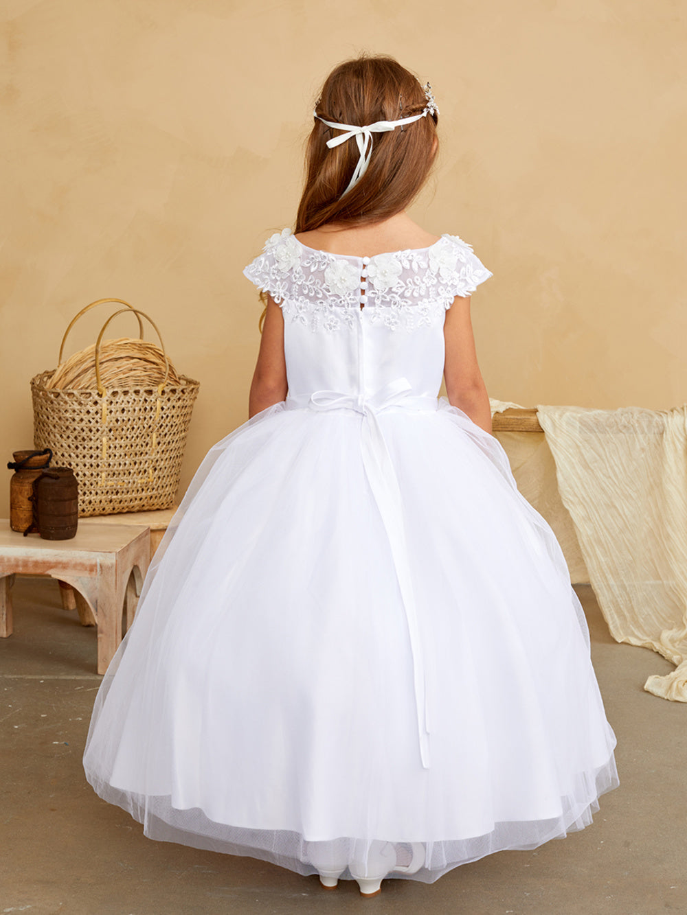 Flower Girl Dress with Illusion Boat Neckline by TIPTOP KIDS - AS5842
