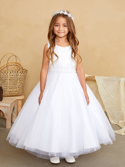 Flower Girl Tulle Sleeveless Lace Bodice Dress by TIPTOP KIDS - AS5846