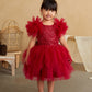 Girl Party Dress with Lace Applique and Fluffy Sleeves by TIPTOP KIDS - AS5848