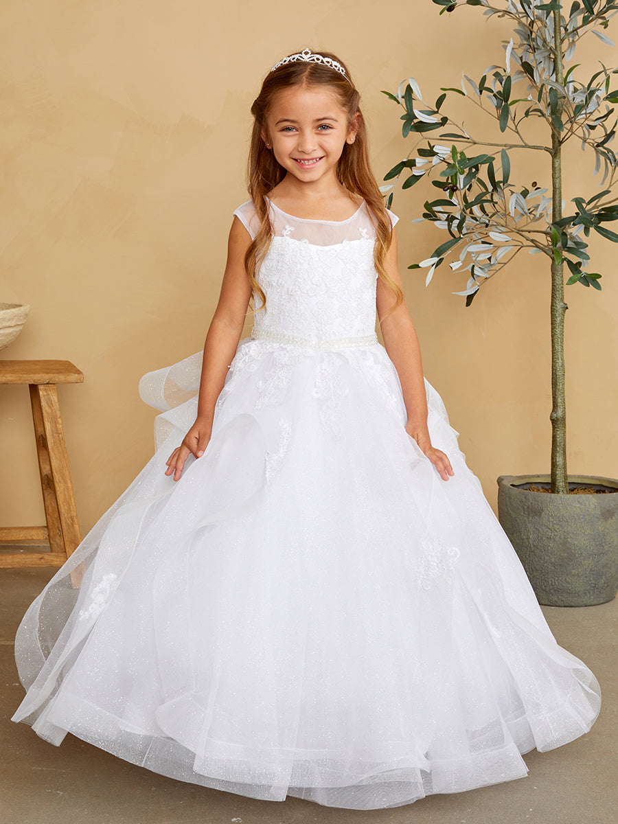 knee length dresses for ladies Flower Girl Gorgeous Lace Bodice Tulle Layered Dress by Tiptop Kids