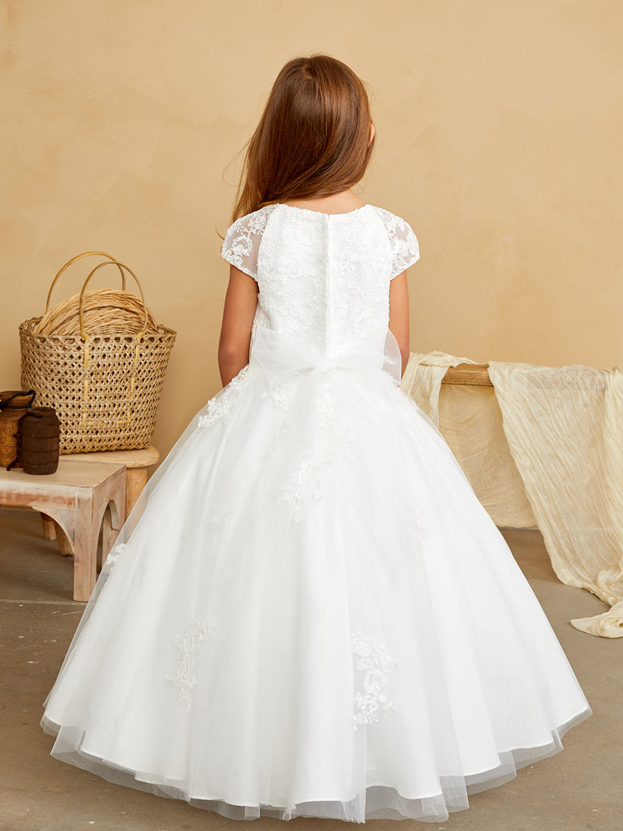 Flower Girl Lace Bodice Cap Sleeves Dress by TIPTOP KIDS - AS5851
