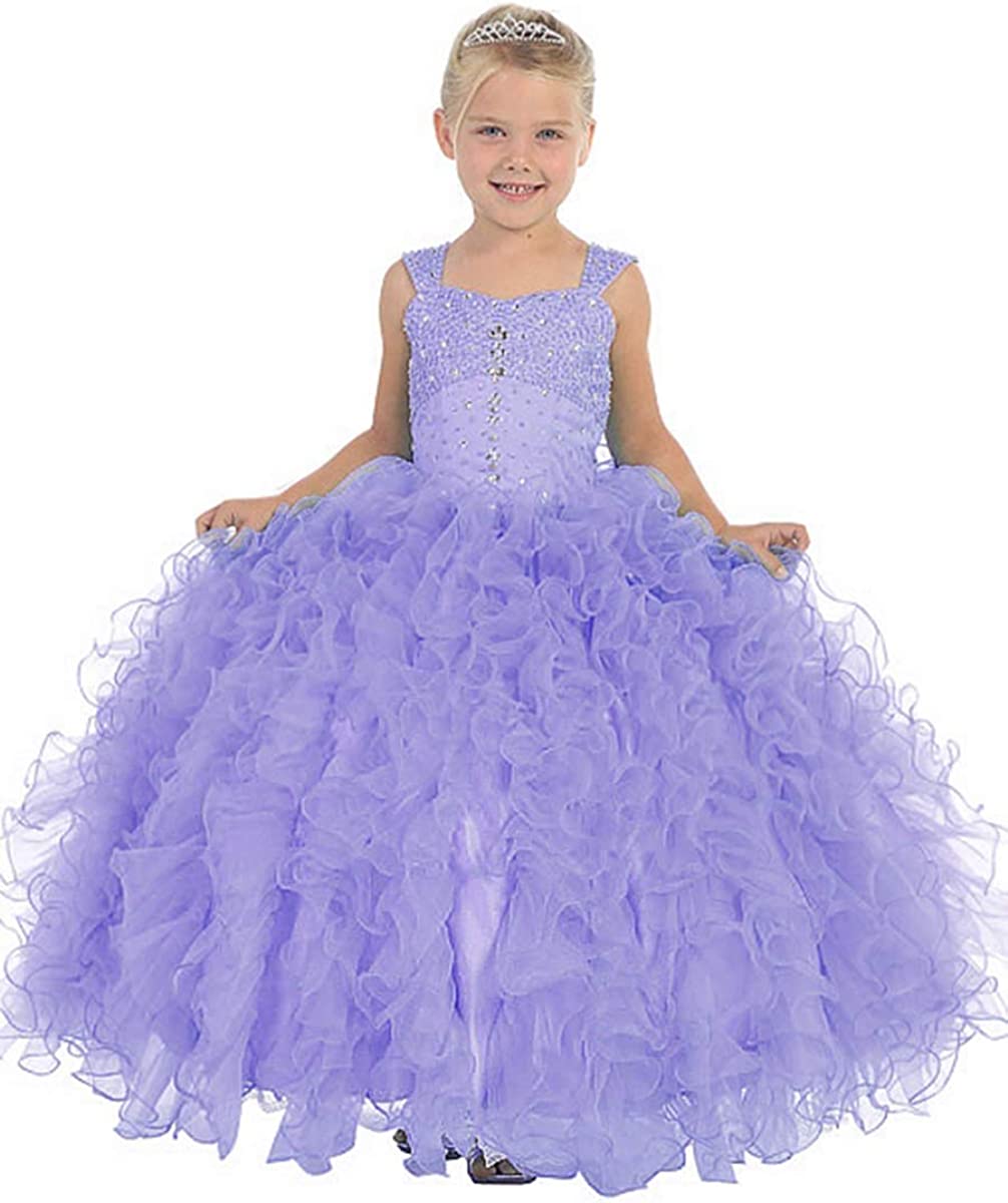Party Girl Long Ruffle Fancy Pageant Dress by TIPTOP KIDS - AS7004