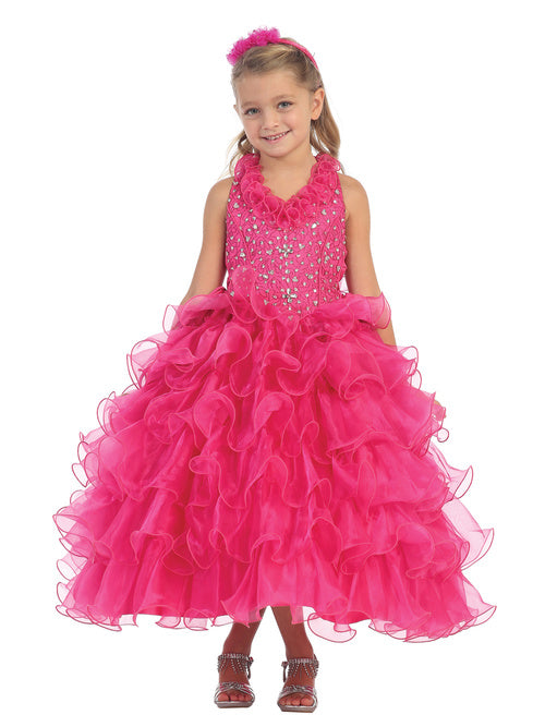 Party Girl Organza Halter Neck Fancy Pageant Dress by TIPTOP KIDS - AS7006