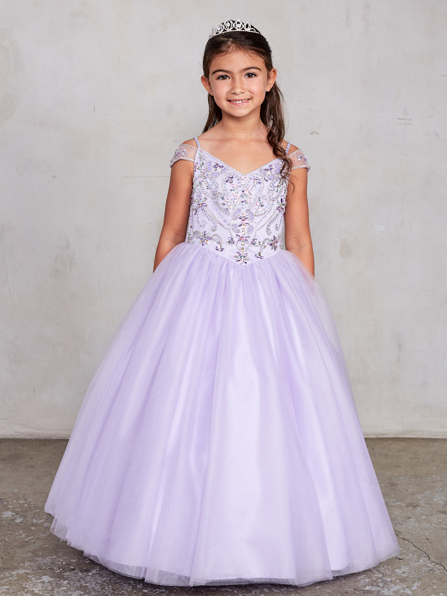 Off Shoulder Beaded Bodice Girl Pageant/Mini Quince Dress by TIPTOP KIDS - AS7021