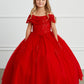 Girl Mini Quince Dress - Off Shoulder Lace Overlay with Mesh Skirt by TIPTOP KIDS - AS7033