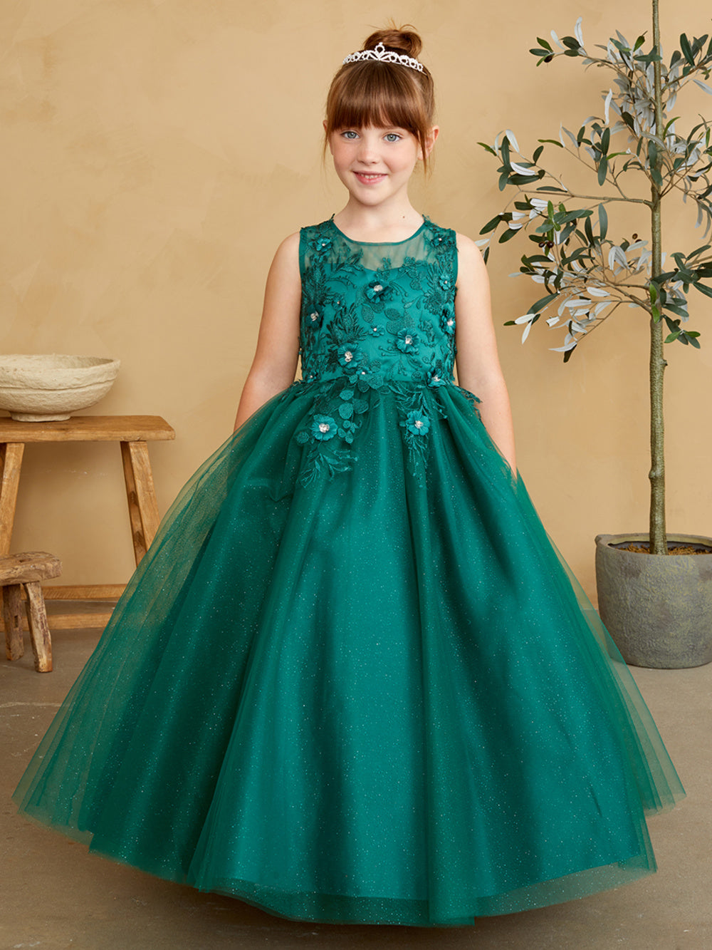 Girl Mini-Quince with Floral Tulle Bodice Dress by TIPTOP KIDS